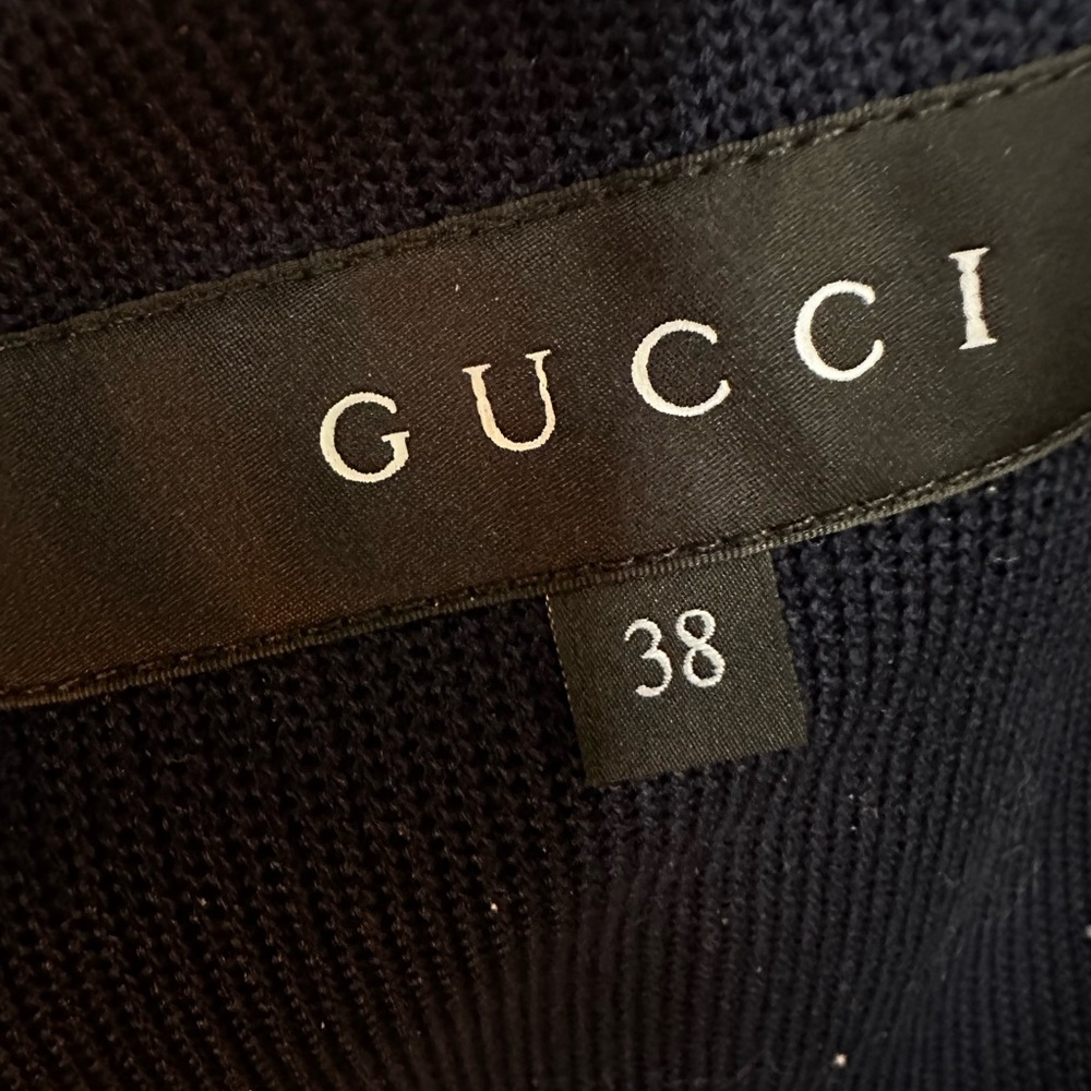 Gucci Navy Double-Breasted Blazer | Gold Logo Buttons | IT 38 - Picture 10 of 14